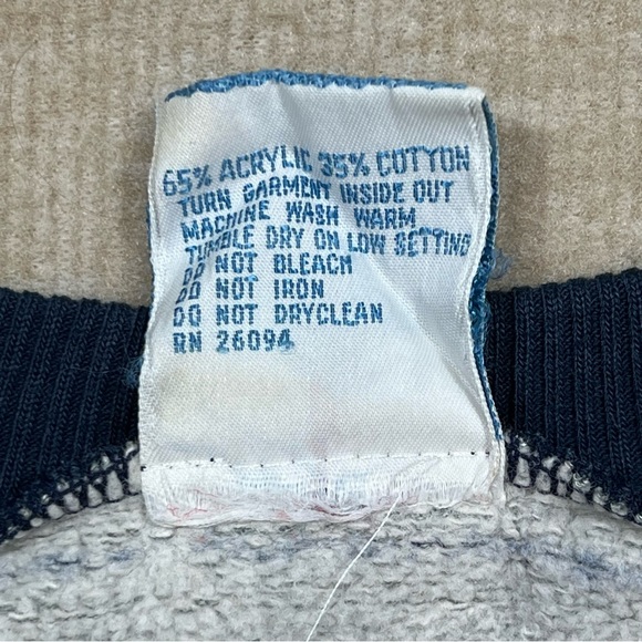 Vintage Champion Sweatshirt Gray Blue Stripe V Neck Adult Medium - Picture 8 of 8